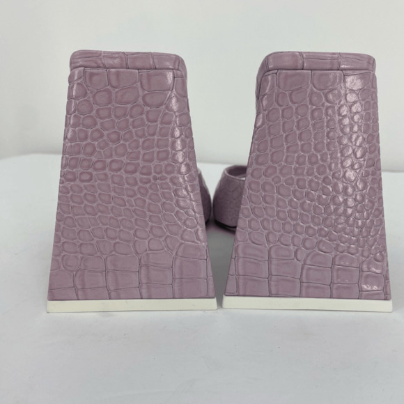 THE ATTICO Devon Slide Sandals Heel Square Toe Crock Embossed Leather Purple - Picture 3 of 10